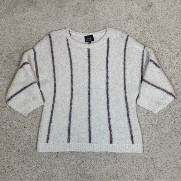 Leo & Sage Alpaca Wool Blend Metallic/Iridescent Stripes Sweater - Picture 3 of 10